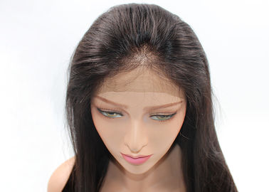 Cina Baku India Penuh Renda Rambut Manusia Wig Halus Lurus Gelombang Medium Brown Lace pemasok