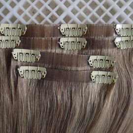 Klip Seamless Tak Terlihat Di Ekstensi Rambut Remy Rambut Manusia Bisa Flat Ironed / Restyle pemasok